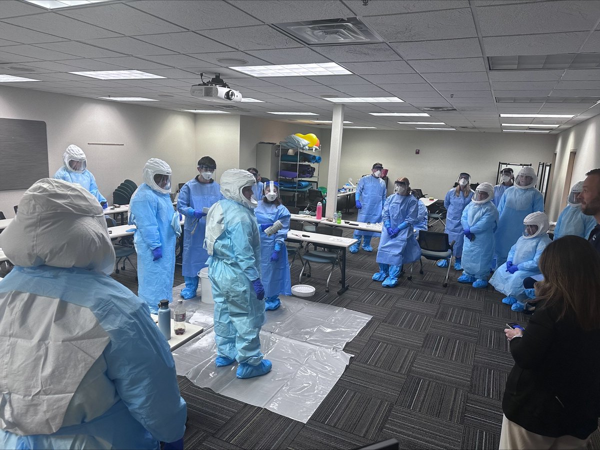 TheNETEC's tweet image. 🚑 Training on the frontlines!
Members of the Region 5 RESPTCs Ryan Thatcher (@CorewellHealth) & Sarah Haroth (@MHealthFairview) led an #HCID training for Milwaukee EMS, hospital & public health partners.
Hands-on skills: PPE, waste mgmt, ambulance prep & more.
#NETEC #RESPTC