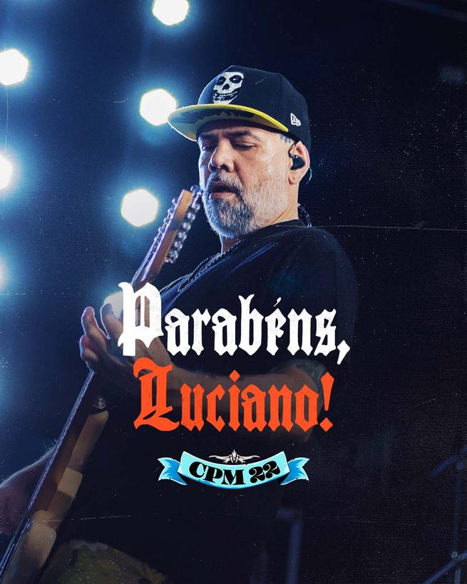 Hoje é dia de celebrar seu aniversário, Luciano! Sua equipe, fãs, familia e amigos só tem a agradecer por toda a energia, talento e por manter viva a essência do CPM 22 com tanta atitude. Que nunca faltem motivos pra continuar fazendo o que você ama.

🎸 Feliz aniversário! 🎉