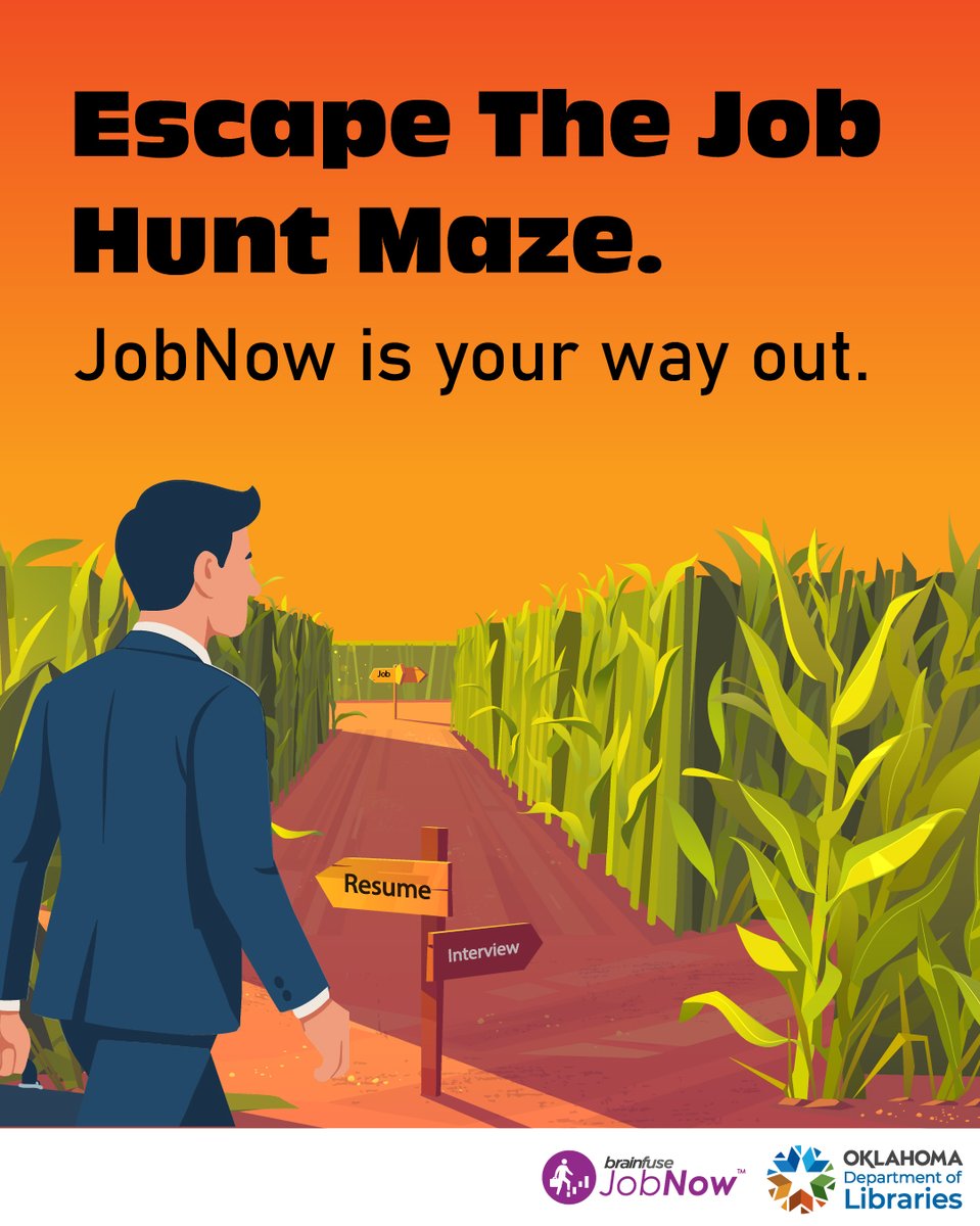 OKDeptLibraries's tweet image. 💼Job hunting doesn’t have to feel like a maze. 
Get expert help with resumes, interviews & more with Brainfuse JobNow—free through your library! Look for JobNow on your public library's website.
 ℹ️ Oklahoma.gov/libraries/brai…
#JobNow #CareerSupport #BrainfuseCommunity