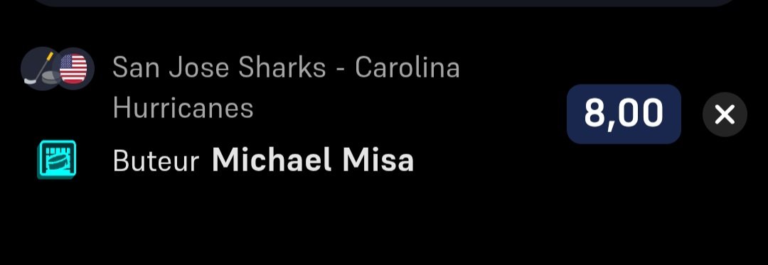 TopButeursNHL's tweet photo. Allez on part sur un rookie avec une belle cote du côté de San Jose avec Misa à 8 🔥

Il sera dans le 2e power play des Sharks 🏒

#TeamParieur #NHL https://t.co/ub9pX6XW7m