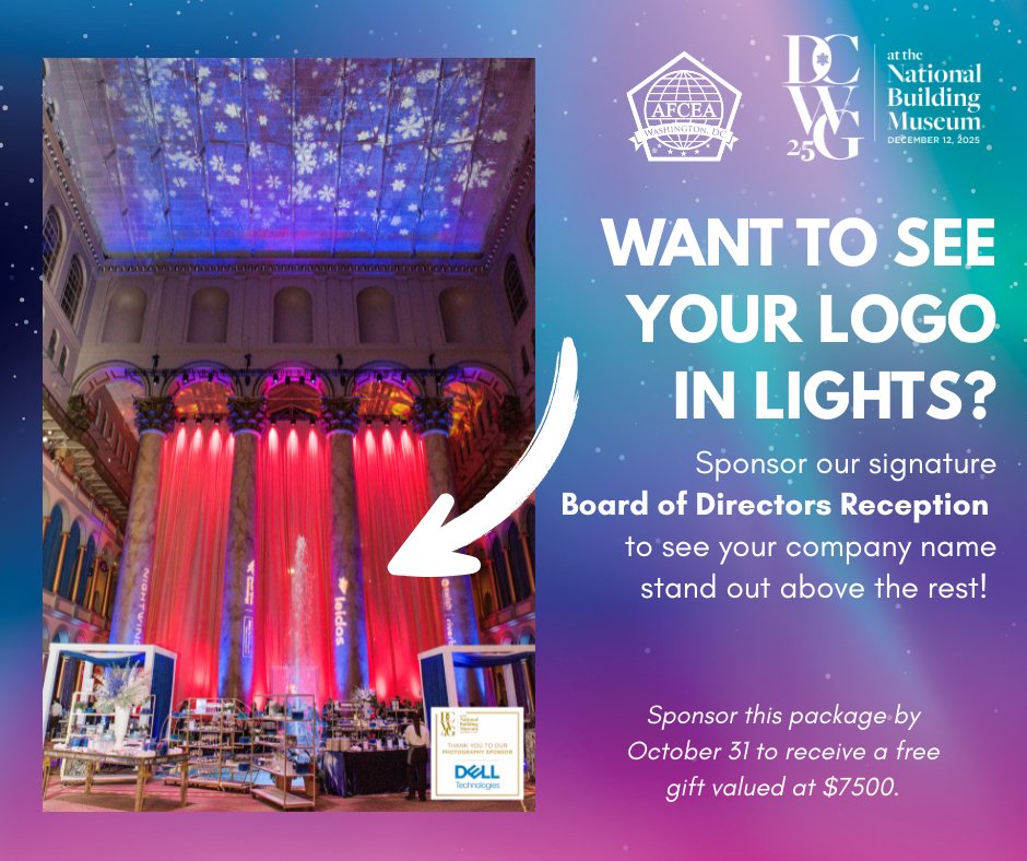 Just two months to go -- and we still have a few Board of Directors sponsorship packages left for our 49th Annual Winter Gala. Email us for more information: events@dc.afceachapters.org.