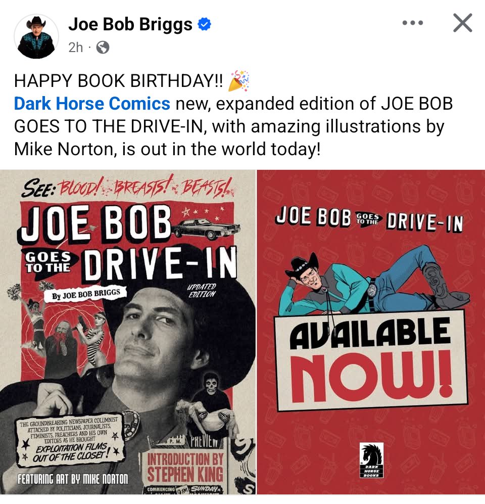 Hey, Mutants!!! It's that time! Joe Bob's new expanded edition of Joe Bob Goes to the Drive-in is out and ready for purchase! Get yourself a copy now if you haven't already. Available lots of places, including Amazon! 

<a href="/therealjoebob/">Joe Bob Briggs</a> #MutantFam 

thriftbooks.com/w/joe-bob-goes…