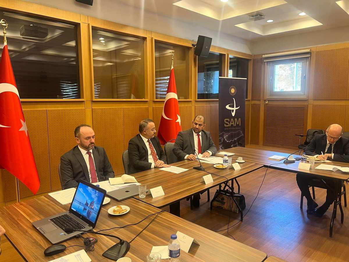 MFATurkiye's tweet photo. Center for Strategic Research, in cooperation with the OMRAN Center for Strategic Studies based in Damascus, organized a joint workshop in Ankara titled “Syria: A New Phase for Reconstruction and Stability.”

In his address, Deputy Minister Nuh Yılmaz shared Türkiye’s perspective on the new period in Syria and emphasized our support to Syria’s territorial integrity, unity, stability and prosperity.