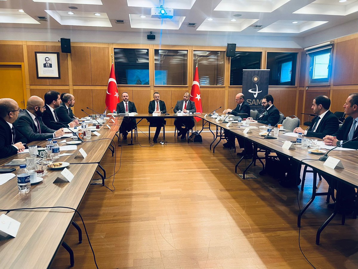 MFATurkiye's tweet photo. Center for Strategic Research, in cooperation with the OMRAN Center for Strategic Studies based in Damascus, organized a joint workshop in Ankara titled “Syria: A New Phase for Reconstruction and Stability.”

In his address, Deputy Minister Nuh Yılmaz shared Türkiye’s perspective on the new period in Syria and emphasized our support to Syria’s territorial integrity, unity, stability and prosperity.