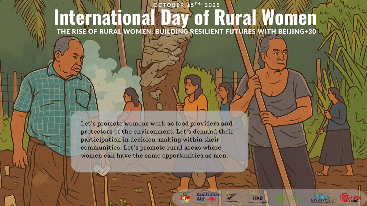 MORDI_Tonga's tweet photo. October 15th is globally dedicated as International Day of Rural Women when truly every day is a day that should highlight the strengths and contributions of women. 

Women are the strength, wisdom, and are the heart of our families, communities, and nation. https://t.co/CtyxcVuQZE