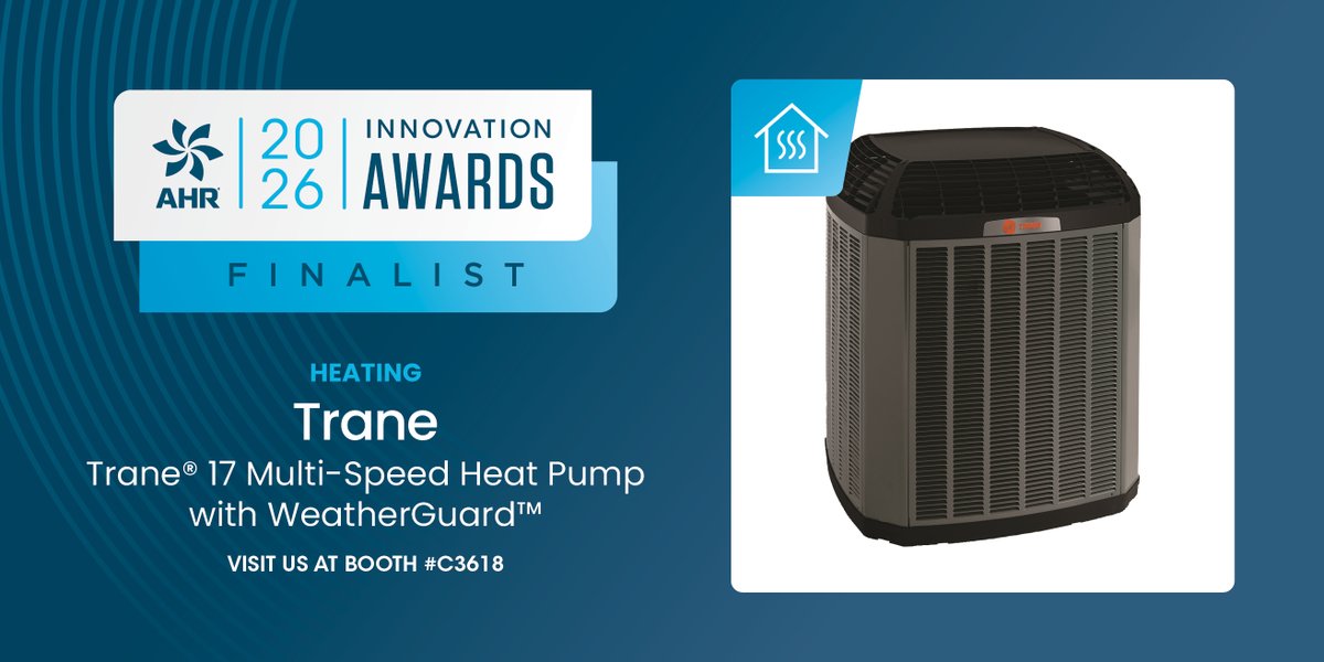 ahrexpo's tweet photo. Our 2026 Finalists for the Innovation Awards #Heating category are: Copeland; Danfoss; and Trane. Congrats to our contenders and tune in next week for the winner announcement! https://t.co/YyId3aMjpV