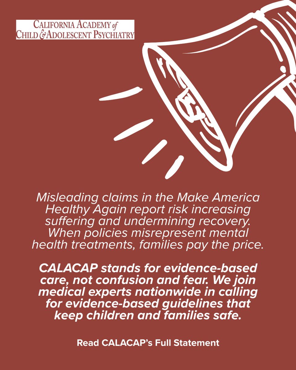 InfoCalacap's tweet photo. On Oct 6, 2025, #CALACAP released a statement addressing the MAHA report and recent federal policy shifts. Misleading claims put youth mental health at risk. Urge leaders to protect evidence-based care. Read more 👉 https://t.co/4xd5fXYYeY
#YouthMentalHealth #EvidenceBasedCare https://t.co/iALzGHjpzB
