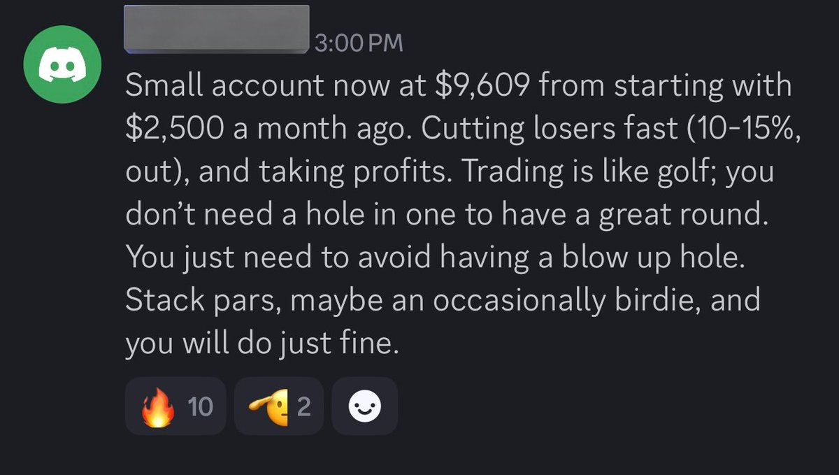 I preach taking small wins all the time to my team (and out here). Greed is where compound gains go to die. 

This member took a small account from 2,500 to almost $10,000 in a MONTH doing so. 

Take. Your. Wins.
