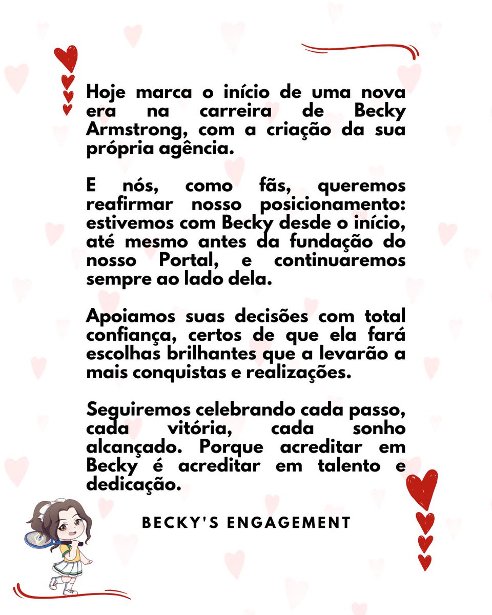 engagementbecky's tweet image. Diante de todas essas mudanças, queremos apenas reafirmar o que já está claro, estaremos sempre aqui por Becky. E enquanto ela nos permitir, seremos seus anjos, acompanhando cada passo desse lindo caminho que ela vem trilhando.

#Beckysangels 
#BeckyArmstrong 
#BeckyEntertainment