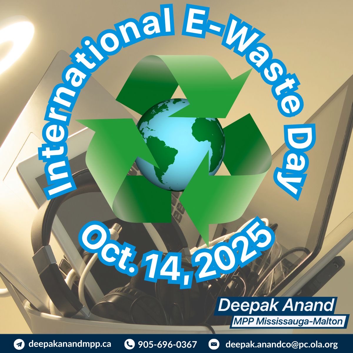 DeepakAnandMPP's tweet image. Every year, millions of electric devices, cords &amp;amp; more end up in landfills, leaching toxins into soil from materials that will be around long after we’re gone. On this year’s #EWasteDay, take the opportunity to clean out your junk drawer &amp;amp; properly recycle your old electronics.