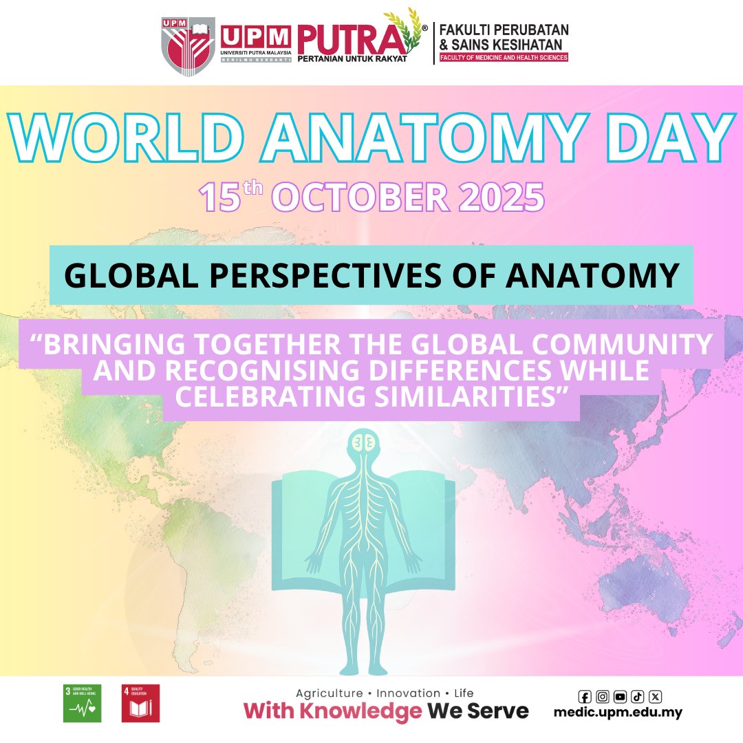 𝐖𝐎𝐑𝐋𝐃 𝐀𝐍𝐀𝐓𝐎𝐌𝐘 𝐃𝐀𝐘 𝟐𝟎𝟐𝟓
medic.upm.edu.my/artikel/hari_a…

“GLOBAL PERSPECTIVES OF ANATOMY – BRINGING TOGETHER THE GLOBAL COMMUNITY”    

#medicupm #fpskupm #WorldAnatomyDay #Sustainability@UPM #UPMGreenCampus