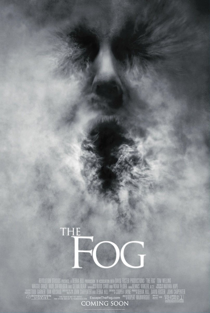 FilmNewsNos's tweet image. 🎬MOVIE HISTORY: 20 years ago today, October 14, 2005, the movie ‘The Fog’ opened in theaters!

#TomWelling #MaggieGrace #SelmaBlair #DeRayDavis #KennethWelsh #AdrianHough #SonjaBennett #SaraBotsford #ColeHeppell #RNelsonBrown #MatthewCurrieHolmes #JonathanYoung #RadeSerbedzija