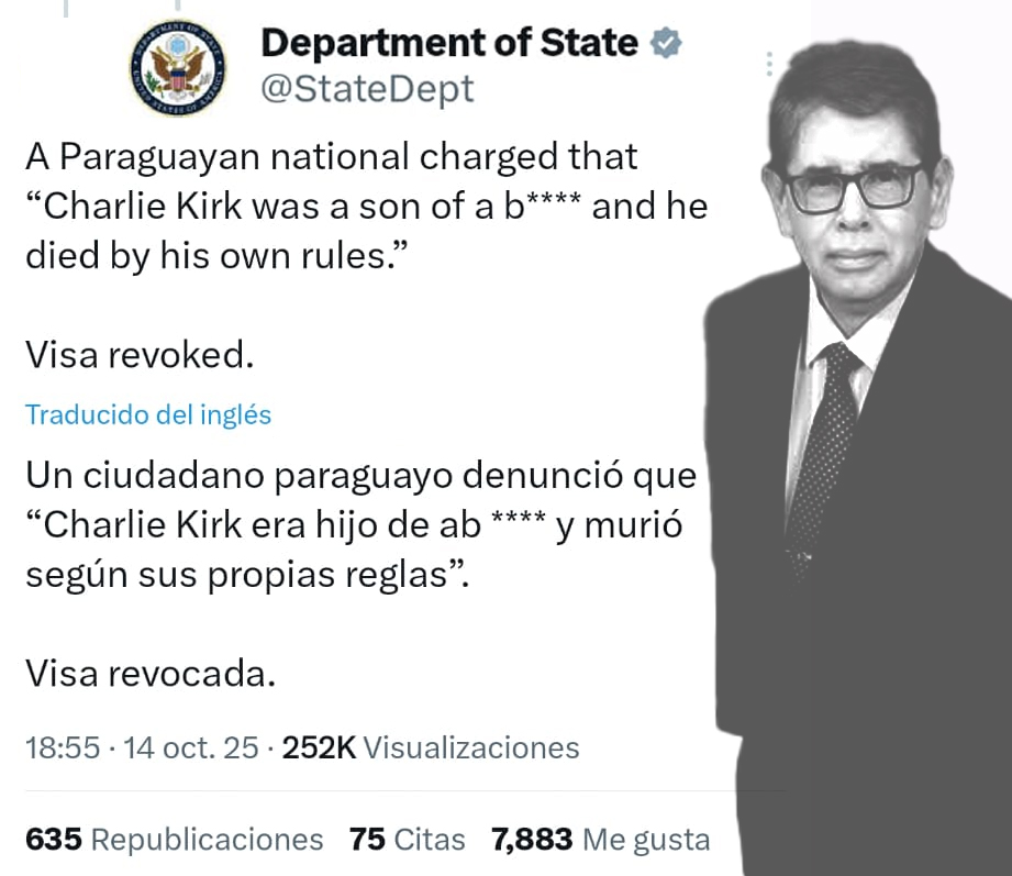 CuartoPoder_Py's tweet image. 🔴¿PERIODISTA DE MEGACADENA PIERDE SU VISA?
El @StateDept retiró su visa a un ciudadano paraguayo por ofender la memoria de Charly Kirk. La persona en cuestión sería el periodista Enrique Gamarra de la Megacadena, quien se refirió al asesinado activista norteamericano con…
