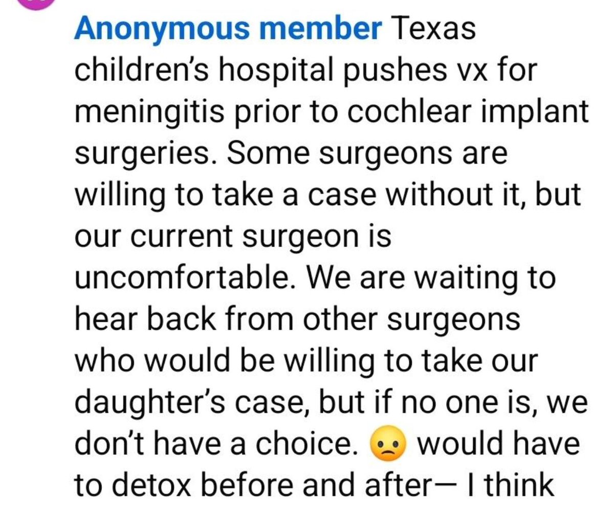 Hey <a href="/KenPaxtonTX/">Attorney General Ken Paxton</a>, is <a href="/TexasChildrens/">Texas Children's</a> allowed to force kids who need a cochlear implant to get a meningitis vaccine?