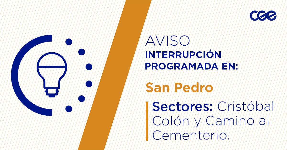 CGE_Clientes's tweet image. Para mejorar la calidad del suministro de nuestros clientes de #SanPedro, este viernes, entre 11:00 y 17:00 horas, se realizará una #InterrupciónProgramada (sectores en la imagen 👇) debido a trabajos de mejoras. Recuerda desconectar tus artefactos 🔌