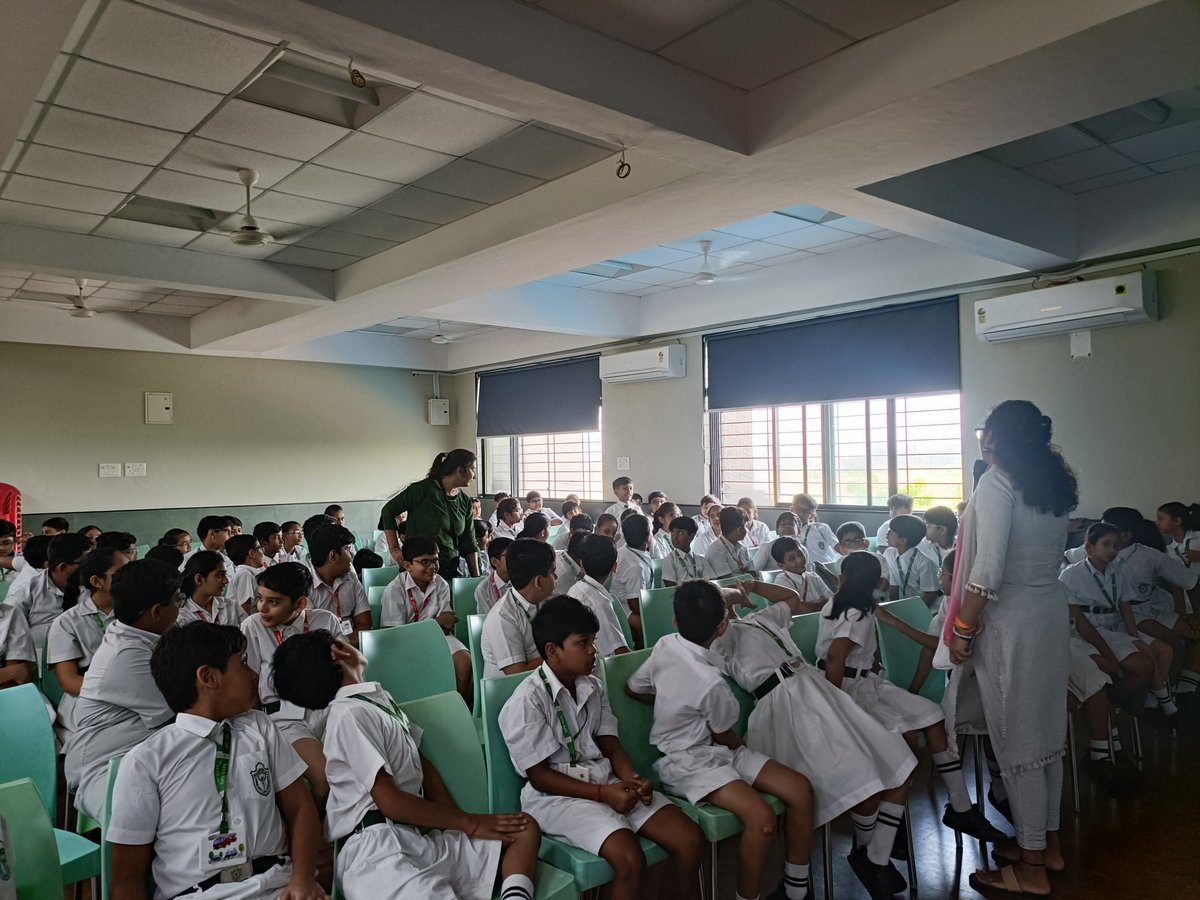 DPSTapi's tweet image. Mental Health Awareness Assembly was conducted by Ms. Prija Sarkar, School Counselor, on 10 October 2025 for students of Classes III–V as a part of Mental Health Awareness Week.