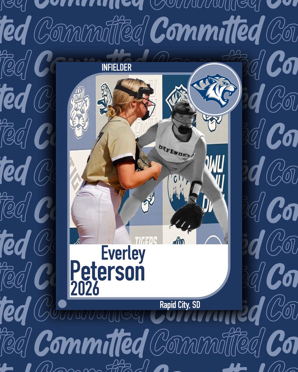 🔥 𝑻𝑰𝑮𝑬𝑹 𝑵𝑨𝑻𝑰𝑶𝑵 🔥 

Coming from Rapid City, SD, we have Everley Peterson joining the class of ‘26! 

Help us in welcoming Everley to the Tiger Family! 🐯

#DWUSoftball | #RollTige