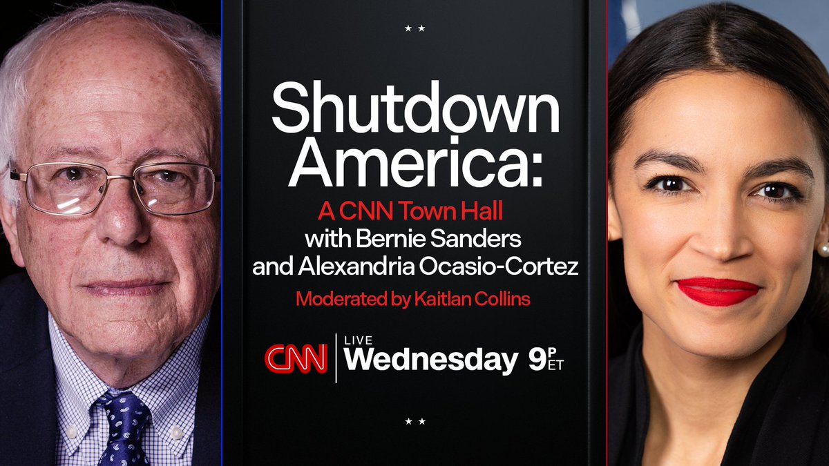 MMyrick29's tweet image. Two Weeks into the Government Shutdown, How will this end? Tomorrow Night; 9:00 ET/6:00 PT, @BernieSanders/@SenSanders + @AOC take questions in "Shutdown America: A Town Hall" Moderate by @kaitlancollins, Watch LIVE on @CNN, @cnni, @CNNEE &amp;amp; @StreamOnMax. 📸: @CNNPR #CNNTownHall