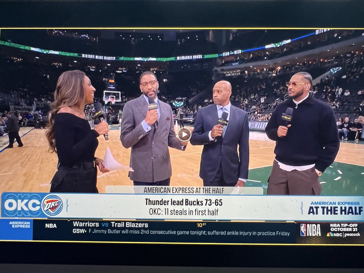 WorldWideWob's tweet image. NBC did send the studio for a courtside halftime report. Hope we get it as much as possible during the regular season, because this effort makes the event feel like a big game even though it may not be. It was a free-flowing convo and not just 10 minutes of commercials and…