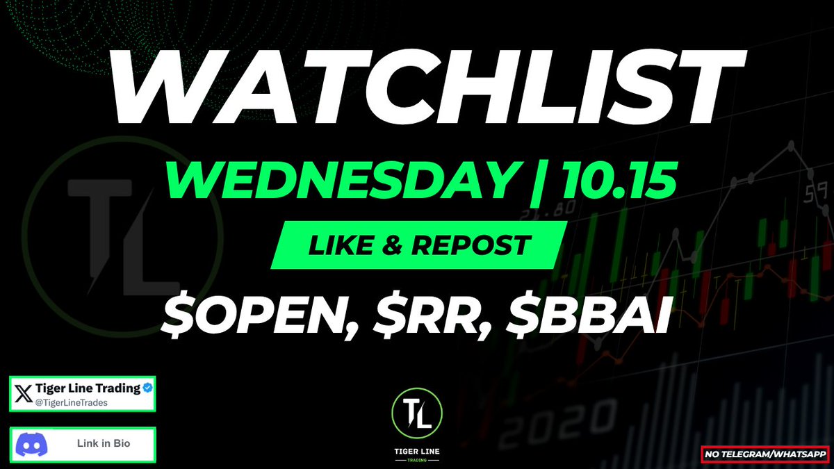 TigerLineTrades's tweet image. ** Watchlist Thread Below **
                  10/15/25
       $OPEN, $RR, $BBAI
LIKE &amp;amp; REPOST FOR MORE!! 💸💸💸