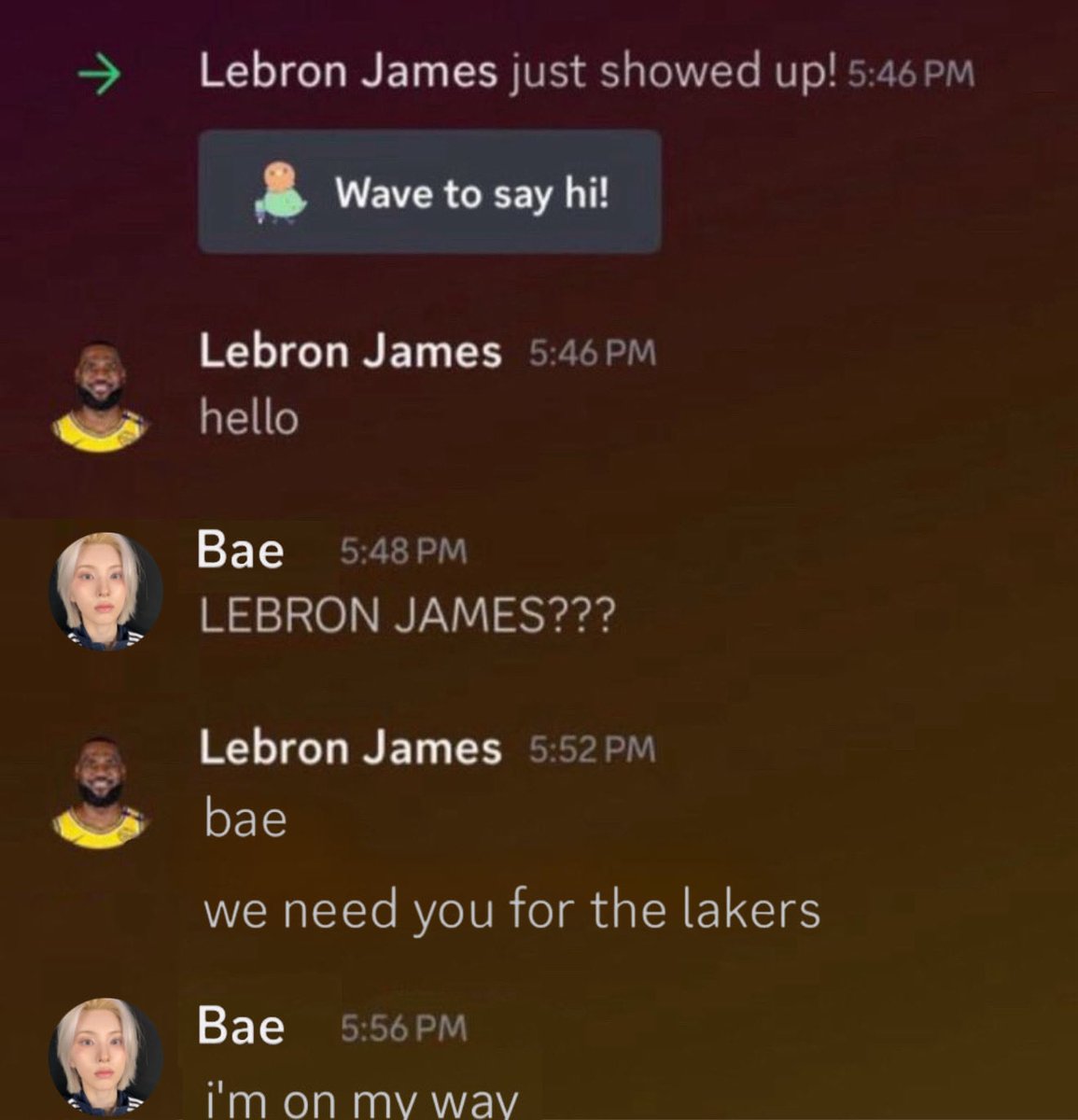 bae’s starting for the lakers wdym