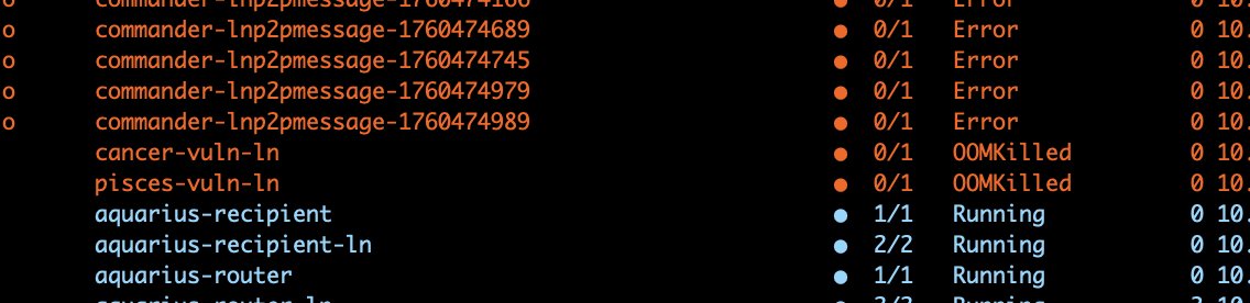 Bitcoin Dev Project (@bitcoin_devs) on Twitter photo Team Cancer and Team Pisces have OOM Killed their vulnerable LND 18.2 nodes with the Gossip Request Attack! Team Cancer and Team Pisces have OOM Killed their vulnerable LND 18.2 nodes with the Gossip Request Attack!
