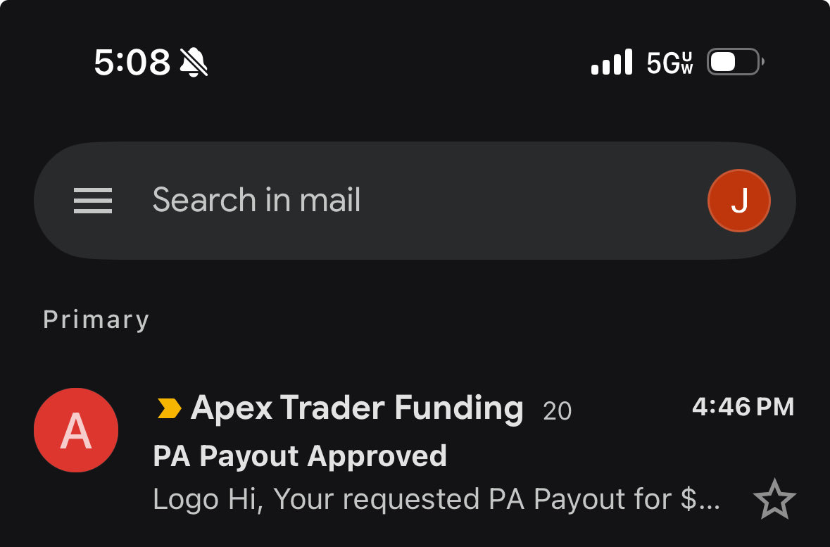 Payout APPROVED for $57,250 today from <a href="/ApexTradeFund/">ApexTraderFunding</a> 

This makes $197,500 since the beginning of September from just apex.  

Took less than 24 hours from submitting to approval.  

On to payout number 5.