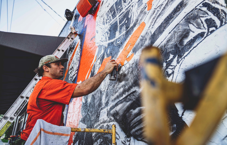 Painting a mural at Grails in Wynwood.