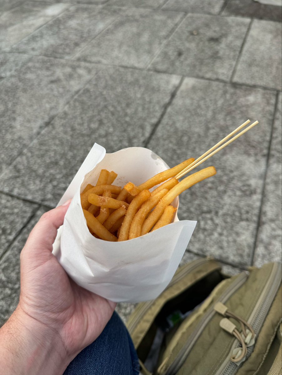 Flashback to my trip to Japan where they served fries with a pair of chopsticks.