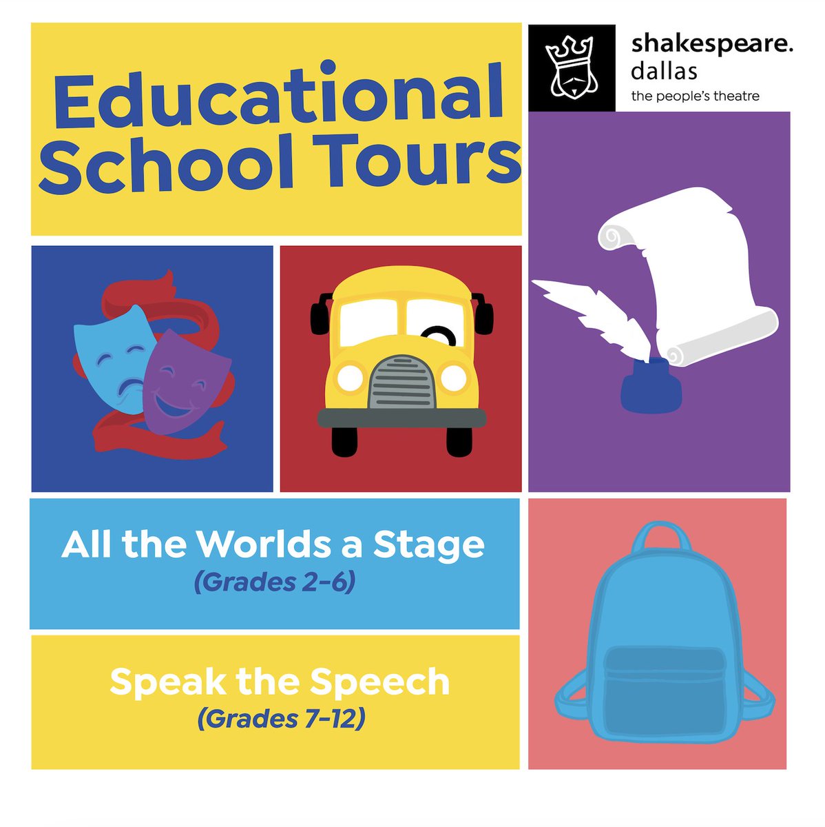 🎭 EDU SCHOOL TOUR SALE!

Bring Shakespeare to your classroom this season with our engaging, performance-based school tours.

✨ Book by Oct 19 for 25% off with code TOUR 25!
👉 shakespearedallas.org/programs/trave…

#ShakespeareDallas #ArtsEducation