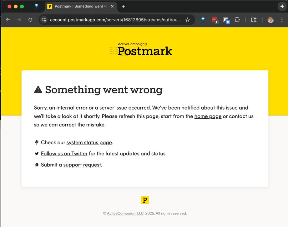 Client: When should we consider switching email vendors?
Me: Never!

Also, me: <a href="/postmarkapp/">Postmark</a> sandbox feature down. Immediately building API integration with <a href="/Mailtrap/">Mailtrap</a> after I got four replies from <a href="/ActiveCampaign/">ActiveCampaign</a> trying to close the ticket without investigating the issue.