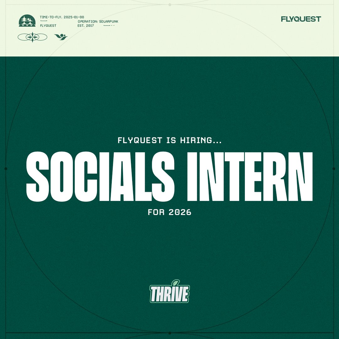 FlyQuest's tweet image. FlyQuest Thrive is now recruiting!

We’ve officially opened applications for our 2026 Socials Intern 

If you’re passionate about content, community, and all things Socials, or know someone who’d be a great fit, don’t miss this chance to join the team!

👉 Apply today to be…