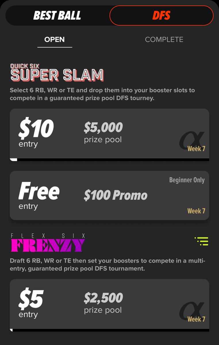 Our Week 7 DFS contests are live!

Think Rico Dowdle deserves to be a top 3 pick this week? 🤔

Go take advantage of his early 23.0 ADP now in our Flex Six Frenzy!