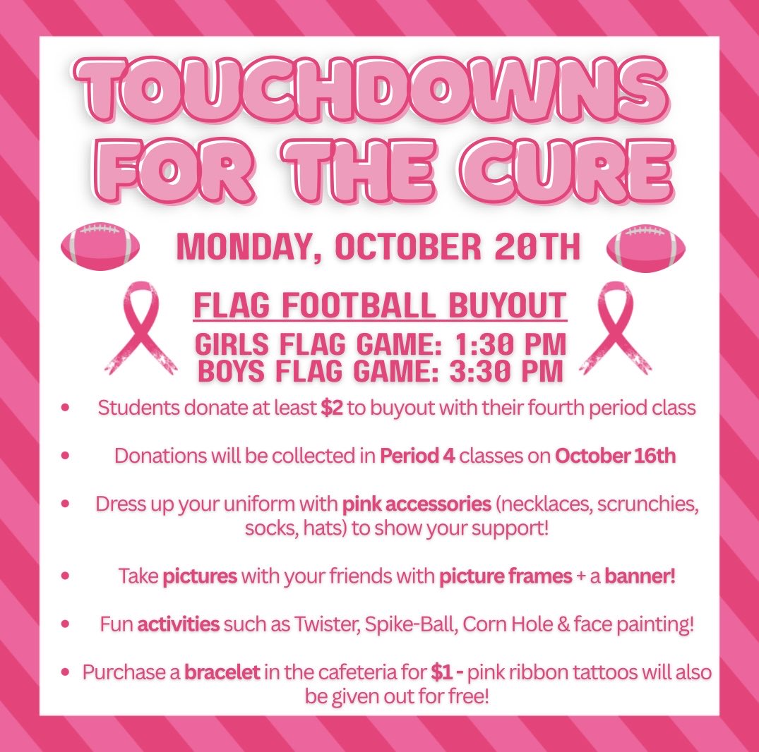 StMartinCSS's tweet image. In honour of October being Breast Cancer Awareness month, Athletic Council will be hosting a fundraiser on Monday, October 20th. Bring your donations in to support a great cause 🩷