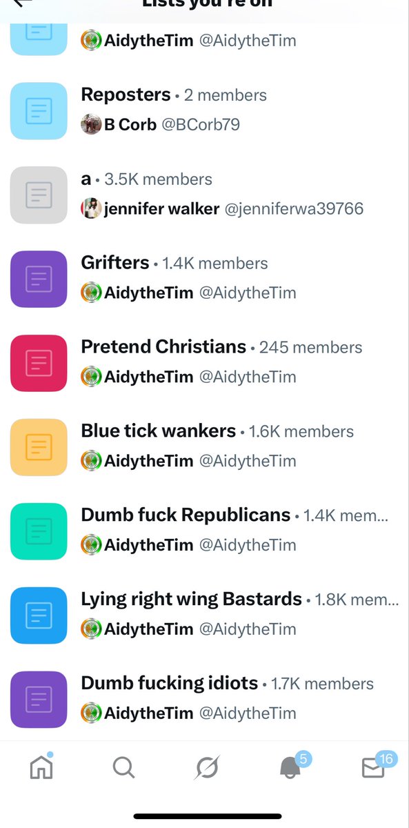 Does anyone know who this #AidytheTim is? He’s added me to numerous lists and isn’t even from the United States!
If you look him up he’s created numerous lists with Conservatives from the USA on it!