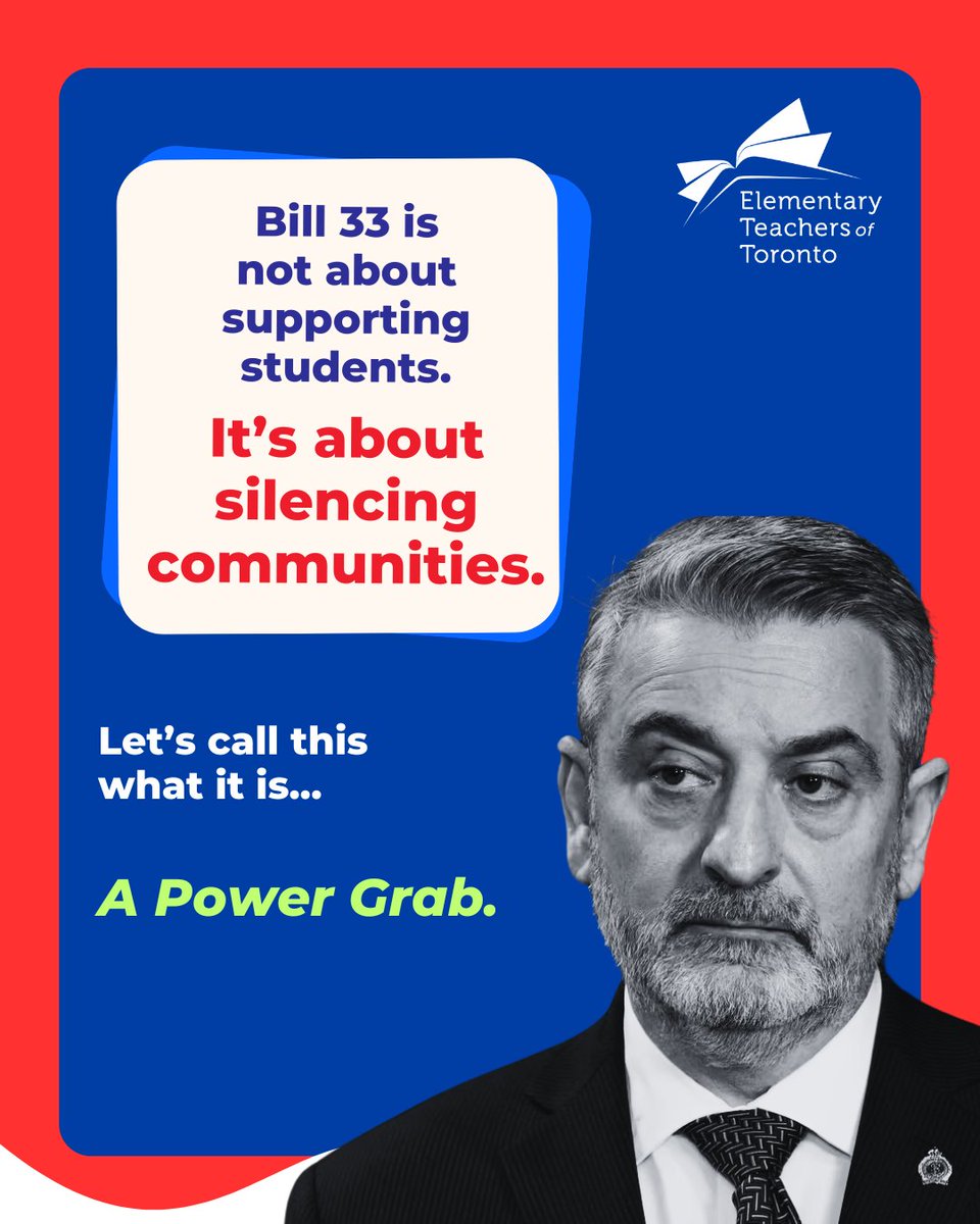#Bill33 doesn’t help students. It silences communities. <a href="/fordnation/">Doug Ford</a>  &amp; <a href="/PaulCalandra/">Paul Calandra</a> want to replace your democratically elected trustees with political appointees so they can make cuts unopposed

🗣️ Say NO to cuts! Fund the schools our students deserve fundourschools.ca