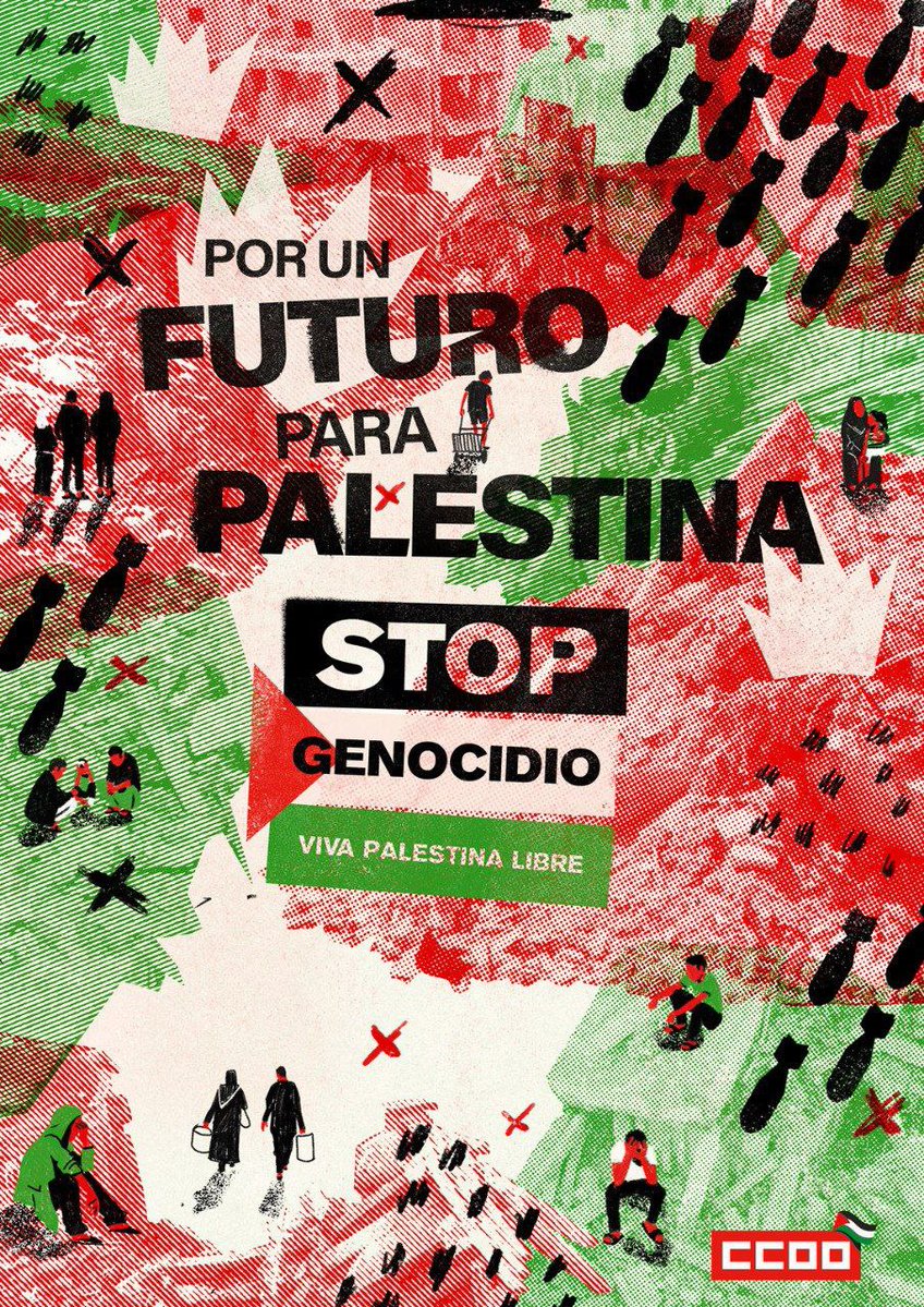 ✊🏻🇵🇸 Hoy las calles se desbordan de dignidad: la paz se construye con derechos humanos, justicia y verdad. 
📢 ¡Y hoy, la exigimos!

👥 Más de MEDIO MILLAR de secciones sindicales y Comités de Empresa, junto a medio centenar de organizaciones, respaldan esta jornada histórica de