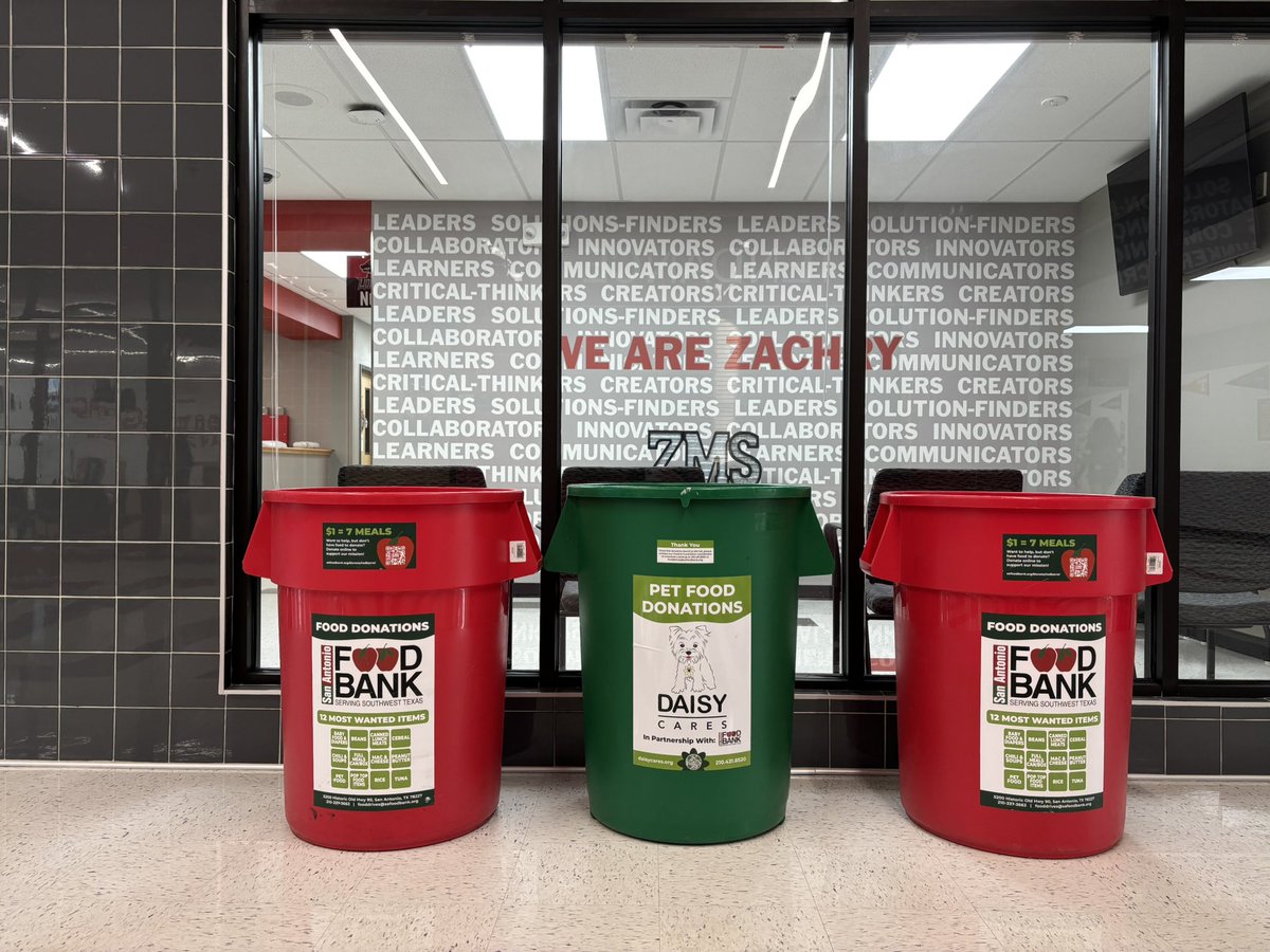 GoGoGo_Gomez's tweet photo. Thrill A Mill is one week away!
@NISDZachry @NISDZachryMag are collecting donations for the San Antonio Food Bank and Daisy Cares. Drop off canned items or Pet food to the front office! Let’s make a difference in our community. 🫶🏽 https://t.co/gv8SzDlI7r