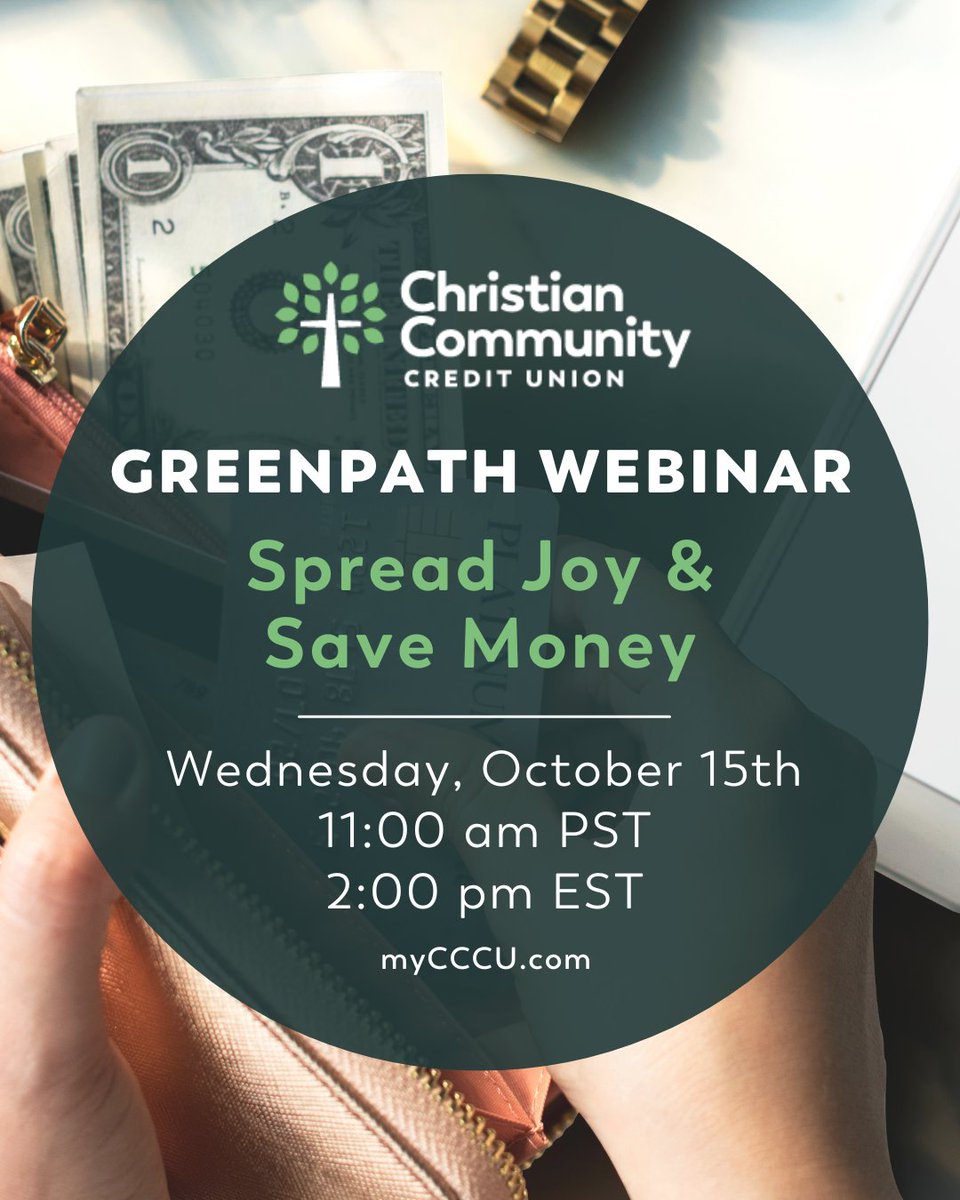 Join our partner GreenPath on Wednesday, October 15th, for  a helpful webinar on preparing you for the upcoming Holiday season by reducing your stress and increasing your Holiday savings. You'll get financial tools and tips that can help reduce your holiday spending, how to plan