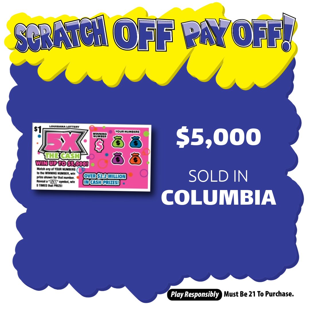 LALottery's tweet image. Congrats to Excel Mart # 2 on Highway 4 West in #Columbia! 🎉

They recently sold a $5,000 prize-winning 5X the Cash #ScratchOff! 🥳

🔗 Multiply your luck with 5X the Cash! brnw.ch/21wWCDc