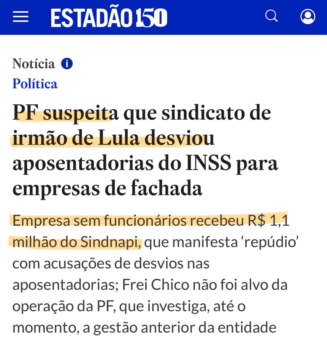 “Suspeita”… se fosse alguém da Direita já tinha sentença transitada em julgado.