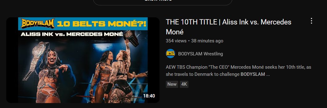 You can watch Mercedes Mone win her 10th title on Bodyslam Wrestling's YouTube.