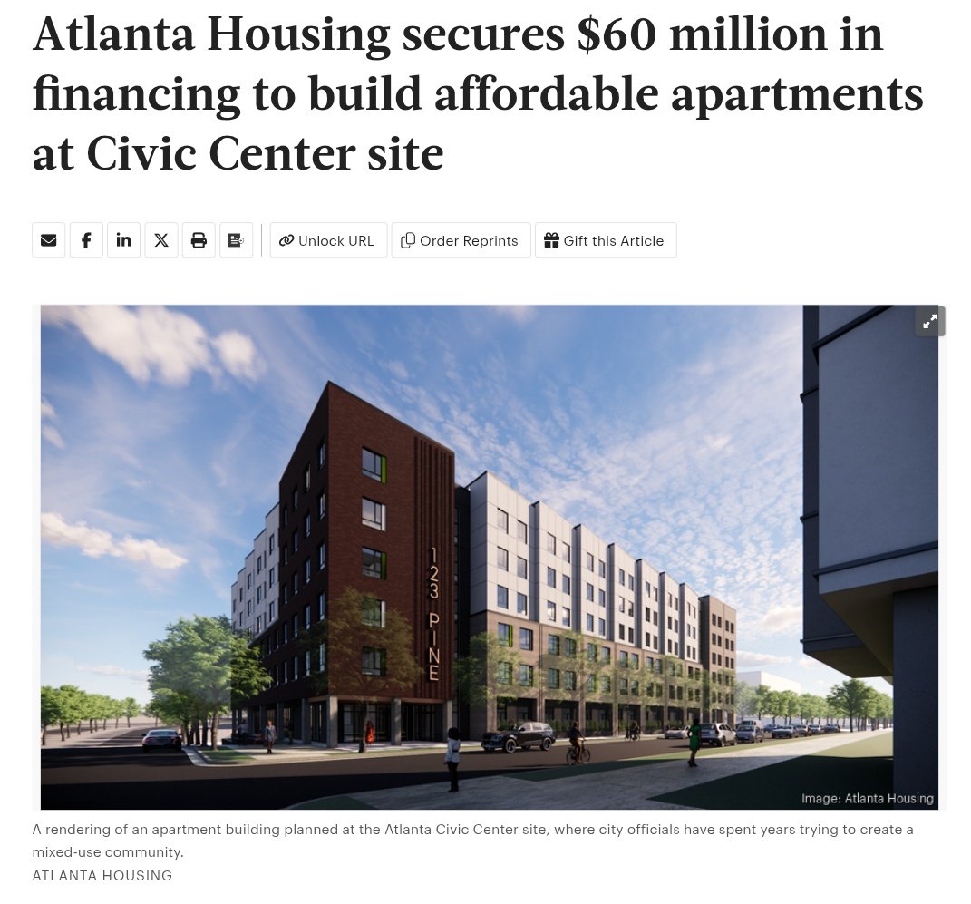 ThreadATL's tweet image. A long-promised apartment building for low income seniors is slated to begin construction at the empty Civic Center property "soon" & be completed late 2027. $60 mil in funding is secured.
No other construction has been announced yet for the property.
bizjournals.com/atlanta/news/2…