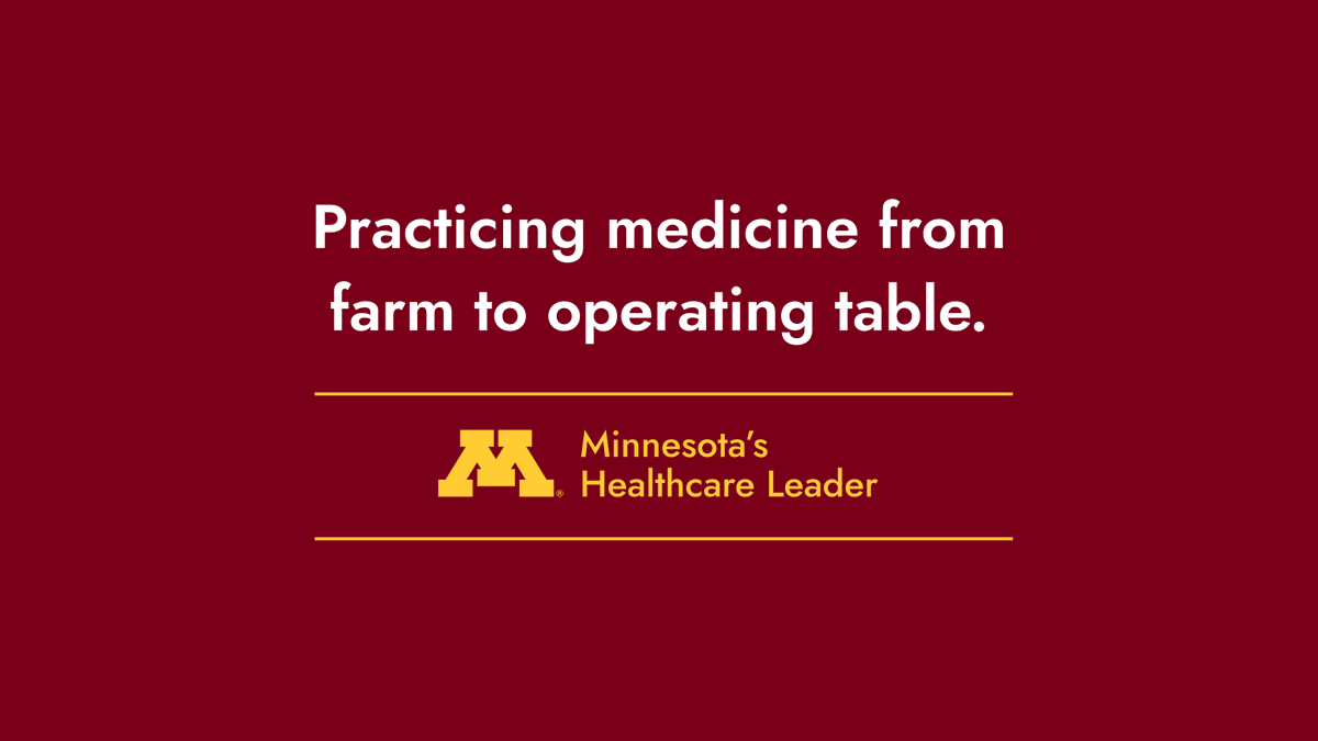 No matter which community you visit in Minnesota, you'll find #UMNalumni working to keep patients (both two-legged and four-legged) healthy and happy. That's why we're #UMNproud to be Minnesota's healthcare leader! 📖 z.umn.edu/mnfarm2table4
