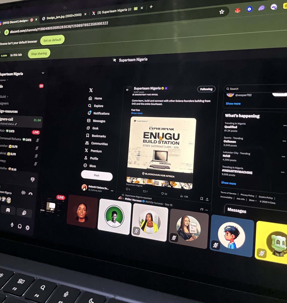 In the spirit of the <a href="/colosseum/">Colosseum</a> Cypherpunk hackathon season, I hosted <a href="/SuperteamNG/">Superteam Nigeria</a> design jam. 

It was a time to share hackathon tips for designers and show support for our builders like <a href="/Joelpillarr/">Joel Pillar - Solana Summit Africa 🇳🇬</a> who’s building  <a href="/AmigoXchange/">AmigoXchange || Beta</a>.