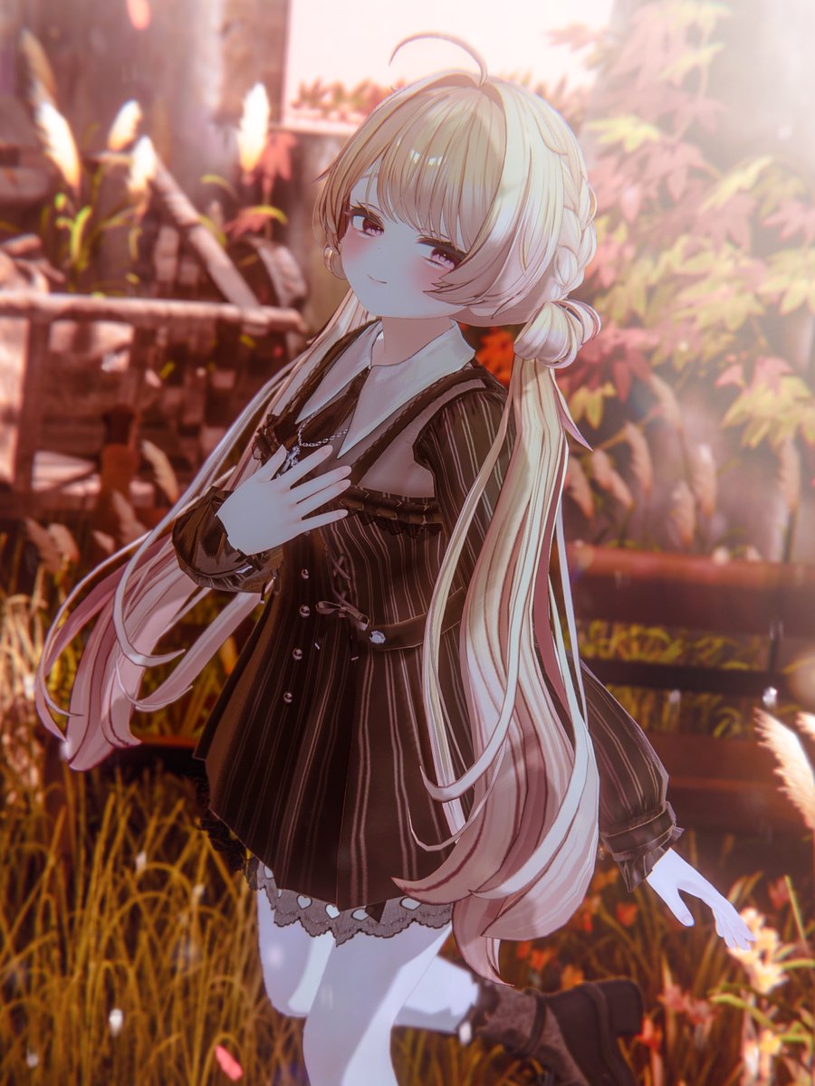 おはよ〜！☀️✨️
お待たせしちゃったね🧡🍁
#VRChat #Milfy3D #meron_farm