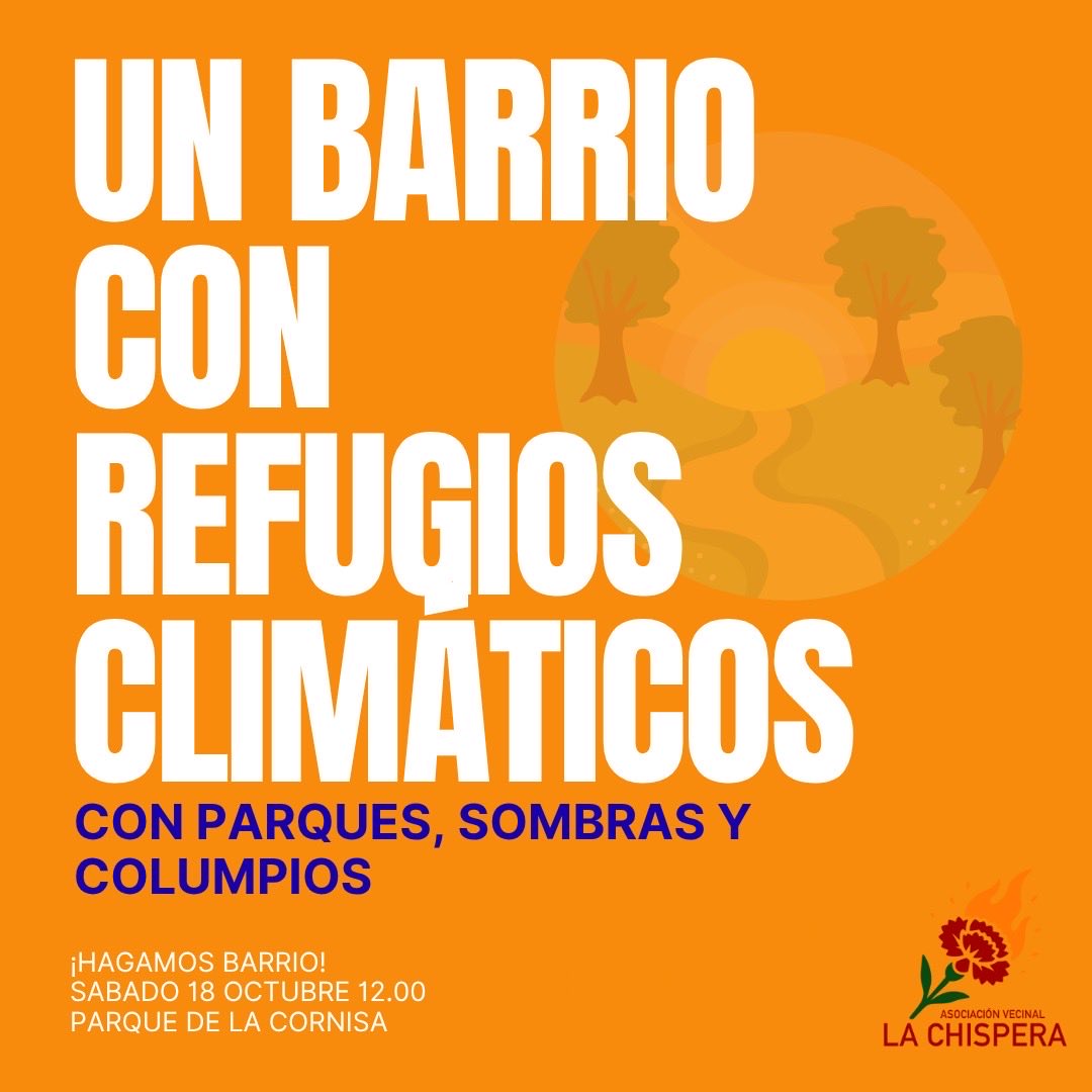 Nos toca dar un poco la turra peeeero es que no todos los días comenzamos un proyecto como este ;) 

📆 Sábado 18 // 12:00h 
📍Parque de la Cornisa 

#HagamosBarrio