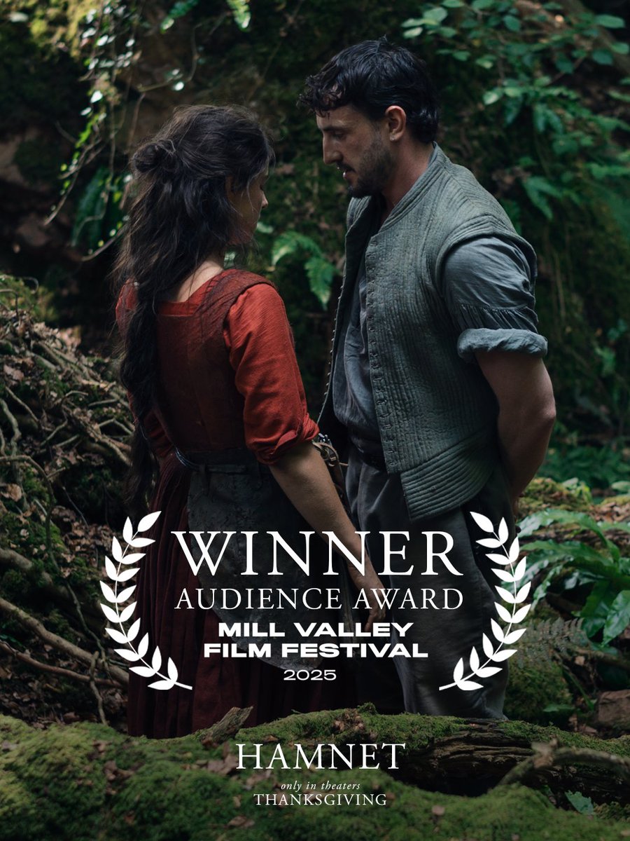 hamnetmovie's tweet image. Chloé Zhao&apos;s HAMNET wins the Award for Overall Audience Favorite at this year&apos;s Mill Valley Film Festival.