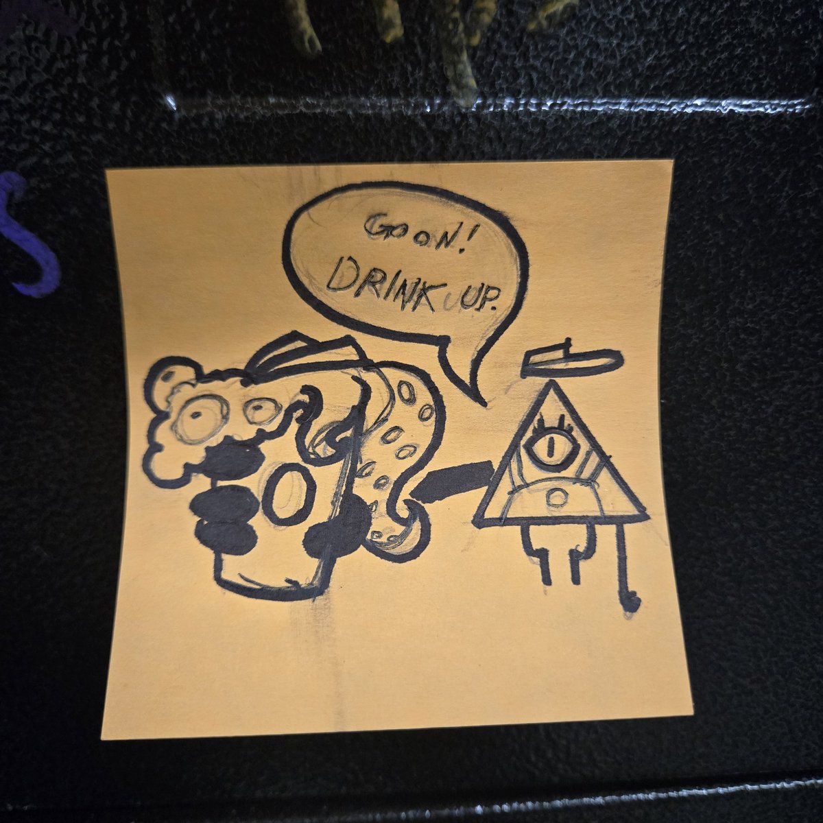 Break sketch of Bill Cipher at my Job 👁🔺️ ☕️