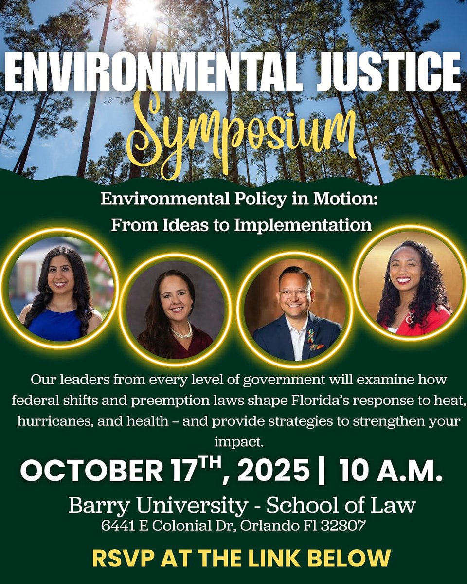 REMINDER: Please join us for the Environmental Justice Symposium this Friday at 10AM! 🌍✨

We’ll be diving into environmental policy and strategy with leaders from every level of government. RSVP below!

tinyurl.com/register4envir…